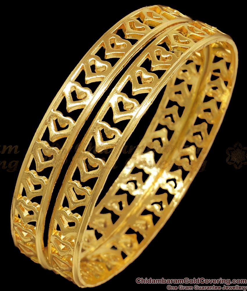 BR2308-2.8 Beautiful Heart Design One Gram Gold Bangles Shop online