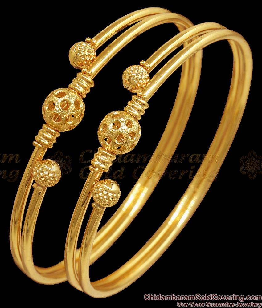 BR2310-2.8 Buy Plain Gold Bangles Ball Designs Online
