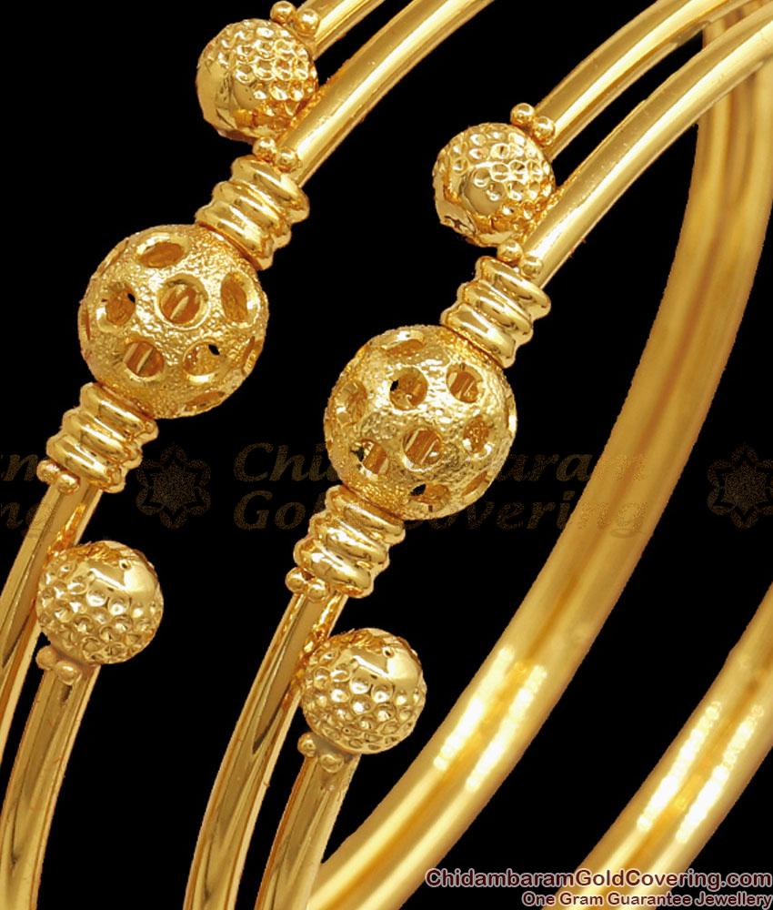 BR2310-2.6 Buy Plain Gold Bangles Ball Designs Online