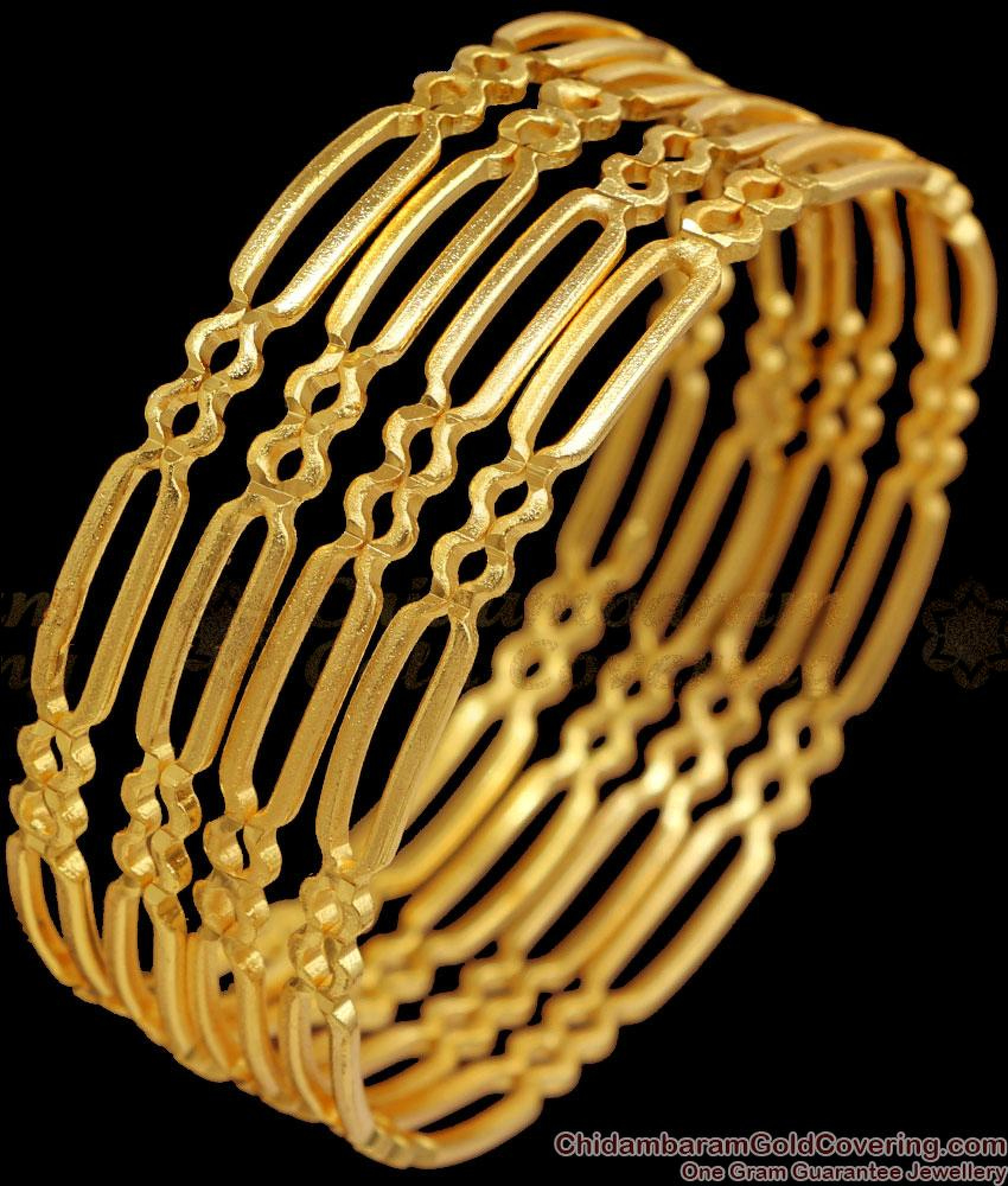 BR2367-2.10 Size Set Of 4 Elegant Matt Finish Gold Plated Bangle ...