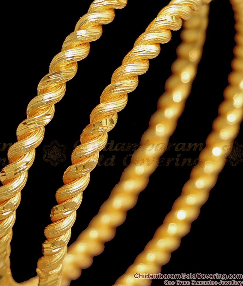 BR2369-2.4 Size Spiral One Gram Gold Solid Twisted Bangle Design BR2369-2.4 Size Spiral One Gram Gold Solid Twisted Bangle Design
