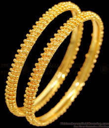 BR2375-2.4 Size Daily Wear Golden Dots Plain Bangles Imitation Jewelry