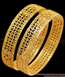 BR2383-2.8 Size Set Of Two Gold Bangle Design Women Wedding Jewelry