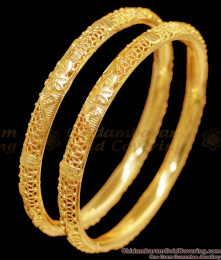 BR2387-2.10 Size Set Of Two Gold Look Regular Use Bangle Designs Floral Design