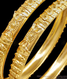 BR2422-2.4 Size Unique Hollow Shaped Forming Gold Bangle For Brides