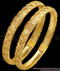 BR2454-2.4 Size Latest Two Gram Gold Bangle Threaded Design For Brides