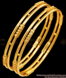 BR2458-2.10 Size Simple Design Gold Plated Bangles Without Stone For Daily Use 