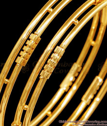 BR2458-2.10 Size Simple Design Gold Plated Bangles Without Stone For Daily Use 