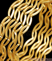 BR2463-2.10 Size Set Of Four Artificial Gold Design Bangles Zig Zag Pattern