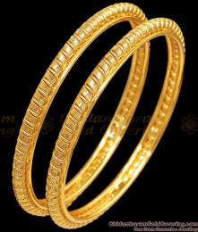 BR2464-2.10 Size Traditional Light Weight Gold Bangle At Affordable Price