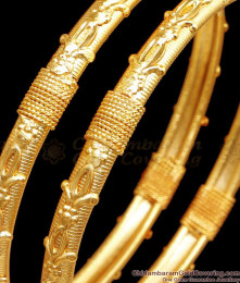 BR2465-2.10 Size Set Of 2 Forming Gold Bangle Floral Design For Marriage