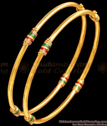 BR2471-2.4 Size One Gram Gold Micro Plated Bangle Enamel Design