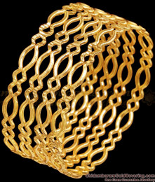 BR2474-2.8 Size Set Of Four 2 Line 1 Gram Gold Neli Bangles With Price