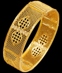BR2479-2.8 Size 22K Gold Plated Kada Bangle Adjustable Design BR2479-2.8 Size 22K Gold Plated Kada Bangle Adjustable Design