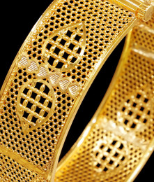 BR2479-2.4 Size 22K Gold Plated Kada Bangle Adjustable Design