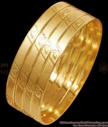 BR2485-2.8 Size New Model Heart Design  Gold Fancy Bangle Set Of Four