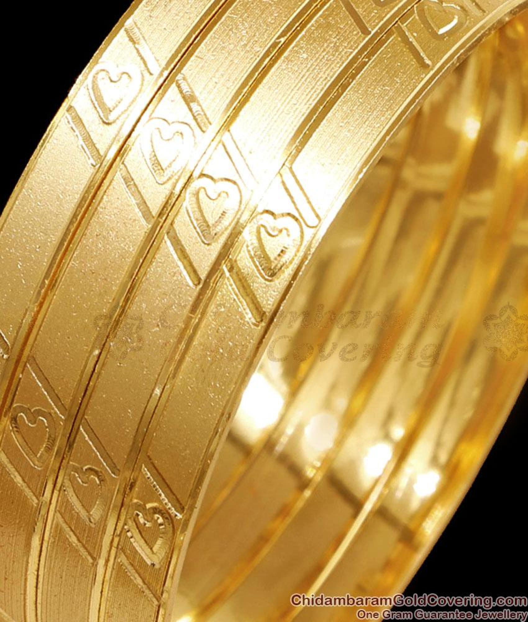 BR2485-2.10 Size New Model Heart Design Gold Fancy Bangle Set Of Four