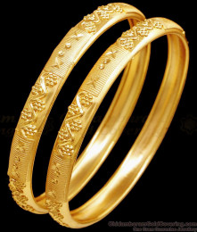 BR2497-2.10 Size Set Of Two Unique Bridal Wear Yellow Gold Bangle For Women