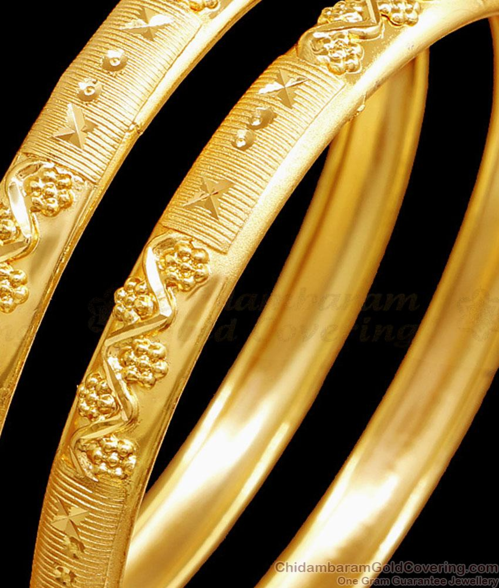 BR2497-2.10 Size Set Of Two Unique Bridal Wear Yellow Gold Bangle For Women