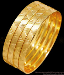 BR2501-2.8 Size Set Of Four Gold Plated Bangle Set Triangle Design BR2501-2.8 Size Set Of Four Gold Plated Bangle Set Triangle Design