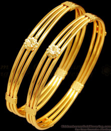 BR2503-2.10 Size Classic Plain Kambi Valayal Gold Finish Bangle Design