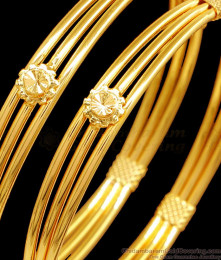 BR2503-2.10 Size Classic Plain Kambi Valayal Gold Finish Bangle Design