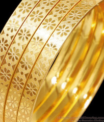 BR2504-2.6 Size 22Kt Gold Imitation 4 Set Bangle Small Floral Design BR2504-2.6 Size 22Kt Gold Imitation 4 Set Bangle Small Floral Design