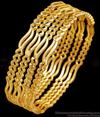 BR2513-2.4 Size Set Of Four 18K Gold Zig Zag Bangle Design For Women BR2513-2.4 Size Set Of Four 18K Gold Zig Zag Bangle Design For Women