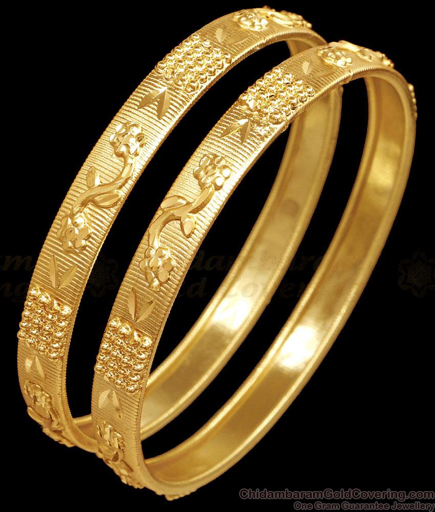BR2535-2.4 Size Set Of Two Plain 2 Gram Gold Bangle Design For Brides BR2535-2.4 Size Set Of Two Plain 2 Gram Gold Bangle Design For Brides