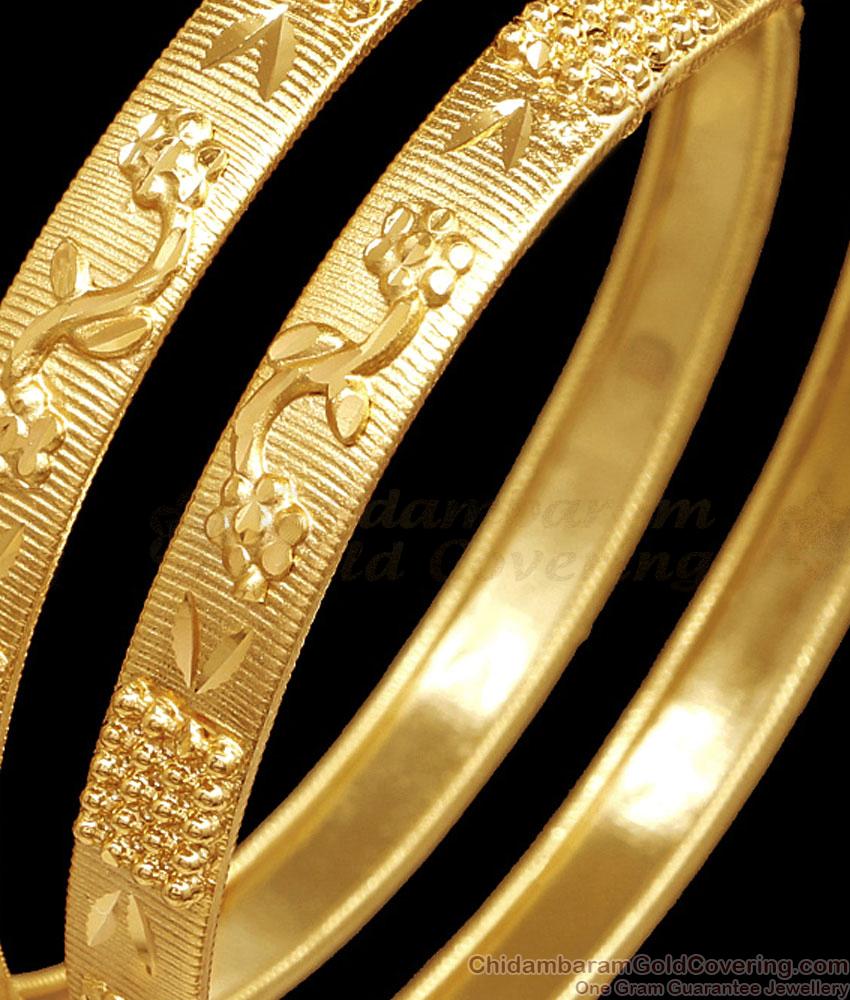 BR2535-2.4 Size Set Of Two Plain 2 Gram Gold Bangle Design For Brides BR2535-2.4 Size Set Of Two Plain 2 Gram Gold Bangle Design For Brides