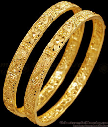 BR2539-2.10 Size Two Gram Gold Handcrafted Bangles Wedding Collections Online