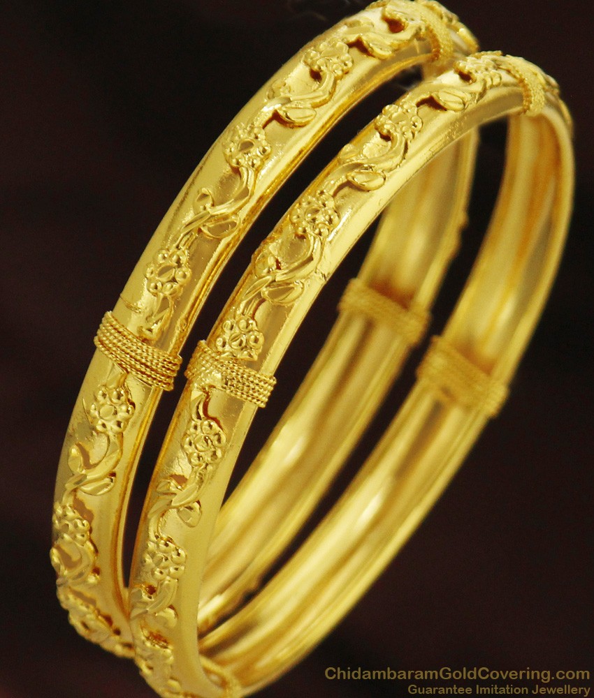 BR254-2.6 Size Leaf Design Office Wear Gold Design Bangles Set BR254-2.6 Size Leaf Design Office Wear Gold Design Bangles Set