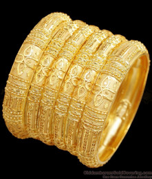 BR2554-2.6 Size 6 Set Premium Quality 2 Gram Gold Bangle Bridal Jewelry