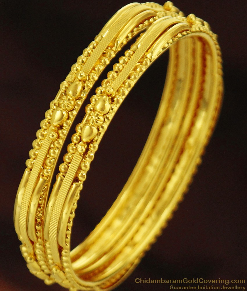 BR256-2.6 Size Curvy Design Thin Gold Design Bangles Set for Women