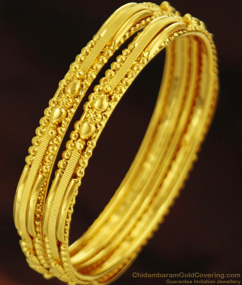 BR256-2.8 Size Curvy Design Thin Gold Design Bangles Set for Women