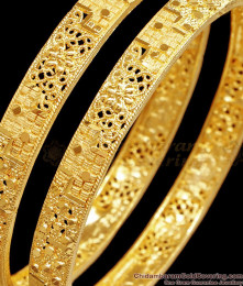 BR2564-2.10 Size Premium Bangles Set Of Two Pure Gold Tone Wedding Designs