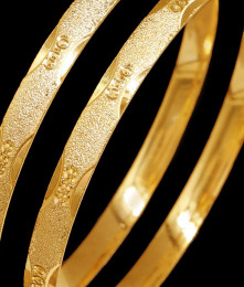 BR2565-2.8 Set Of Two Plain Gold Imitation Bangle Matt Finish