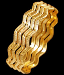 BR2567-2.8 Size Set Of Four 24Kt Gold Imitation Zig Zag Bangle Design BR2567-2.8 Size Set Of Four 24Kt Gold Imitation Zig Zag Bangle Design