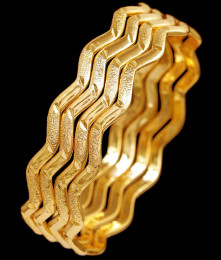 BR2567-2.10 Size Set Of Four 24Kt Gold Imitation Zig Zag Bangle Design