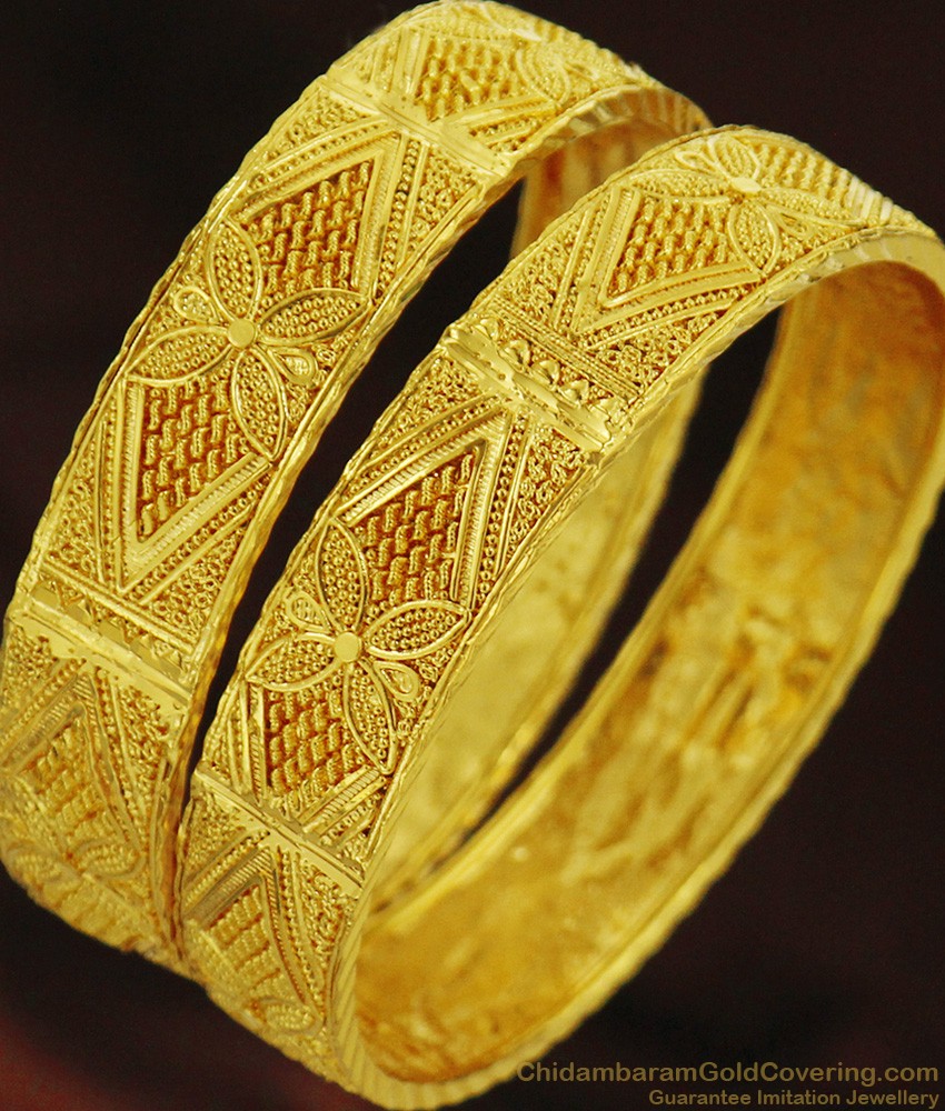 BR257-2.10 Size Set of 2 One Gram Gold Forming Bangle Set for Women BR257-2.10 Size Set of 2 One Gram Gold Forming Bangle Set for Women