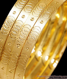 BR2570-2.10 Size Micro Gold Plated Bangle 4 Set Design Without Stone