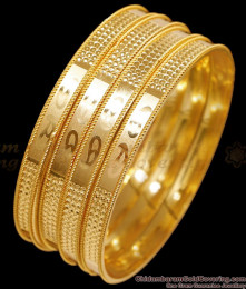 BR2573-2.8 Size Bollywood Fashion Plain Four Set Gold Bangle For Marriage