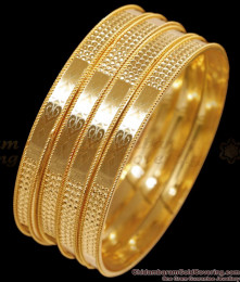 BR2574-2.8 Size Trendy Machine 4 Set Gold Imitation Bangle Dotted Design