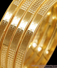 BR2574-2.8 Size Trendy Machine 4 Set Gold Imitation Bangle Dotted Design