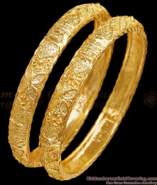 BR2578-2.6 Bridal Wear One Gram Gold Bangle Floral Design Online