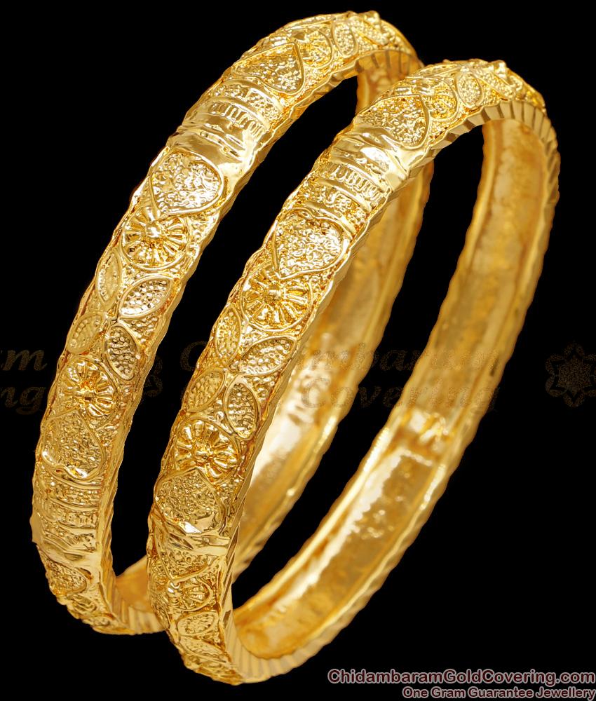 BR2578-2.6 Bridal Wear One Gram Gold Bangle Floral Design Online BR2578-2.6 Bridal Wear One Gram Gold Bangle Floral Design Online