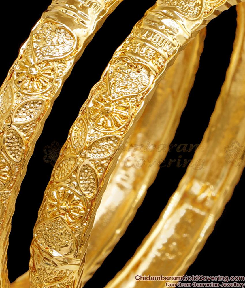 BR2578-2.6 Bridal Wear One Gram Gold Bangle Floral Design Online BR2578-2.6 Bridal Wear One Gram Gold Bangle Floral Design Online