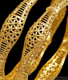 BR2594-2.10 Set Of 2 Regular Use Plain Gold Imitation Bangle Light Weight Collections