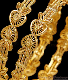 BR2595-2.10 Set Of 2 Trendy Heart Design Micro Gold Plated Bangle Design Online