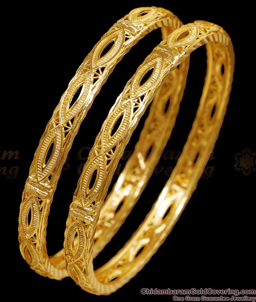 BR2600-2.8 Set Of 2 Regular Use Gold Plated Bangle Plain Design For Women BR2600-2.8 Set Of 2 Regular Use Gold Plated Bangle Plain Design For Women